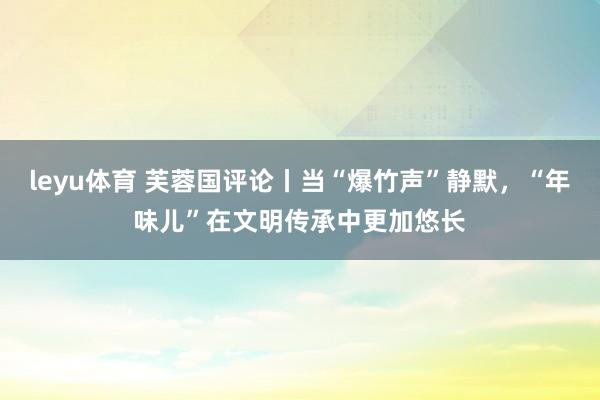 leyu体育 芙蓉国评论丨当“爆竹声”静默，“年味儿”在文明传承中更加悠长