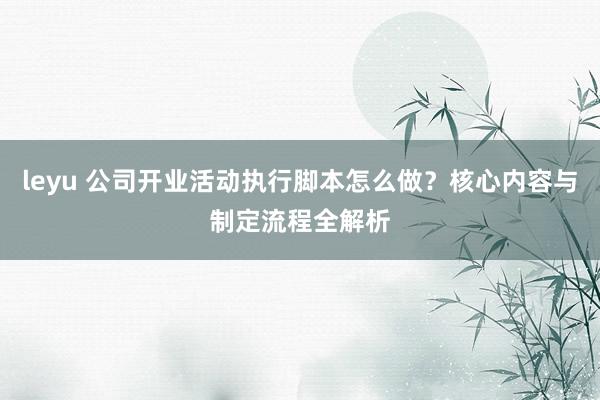 leyu 公司开业活动执行脚本怎么做？核心内容与制定流程全解析