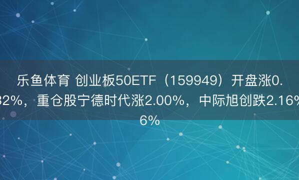 乐鱼体育 创业板50ETF(159949)开盘涨0.32%,重仓股宁德时代涨2.00%,中际旭创跌2.16%