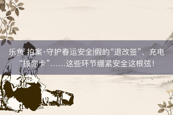 乐鱼 拍案·守护春运安全|假的“退改签”、充电“拔你卡”……这些环节绷紧安全这根弦！