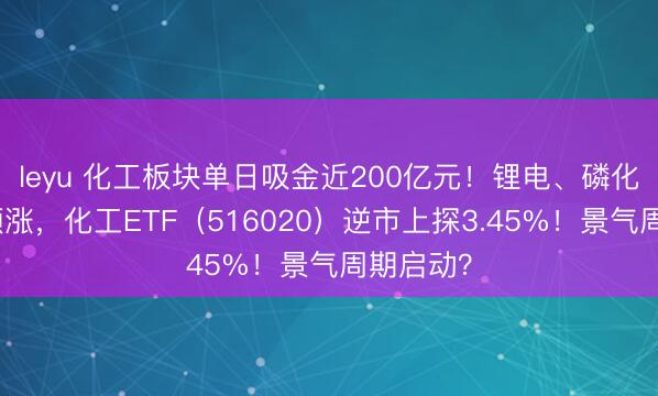 leyu 化工板块单日吸金近200亿元！锂电、磷化工强势领涨，化工ETF（516020）逆市上探3.45%！景气周期启动？