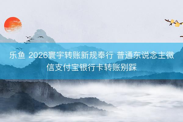 乐鱼 2026寰宇转账新规奉行 普通东说念主微信支付宝银行卡转账别踩