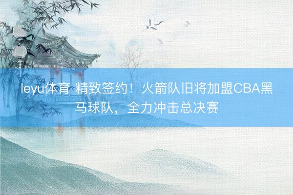 leyu体育 精致签约!火箭队旧将加盟CBA黑马球队,全力冲击总决赛