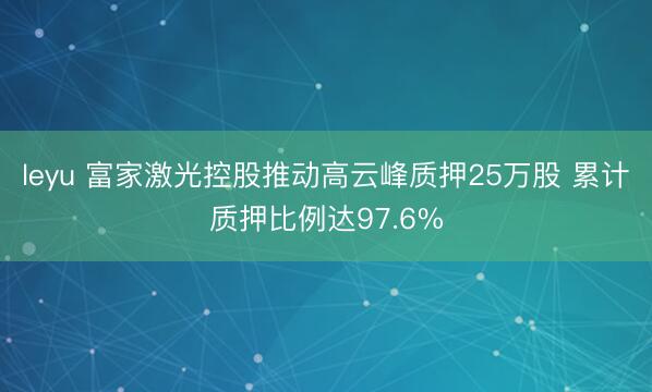 leyu 富家激光控股推动高云峰质押25万股 累计质押比例达97.6%
