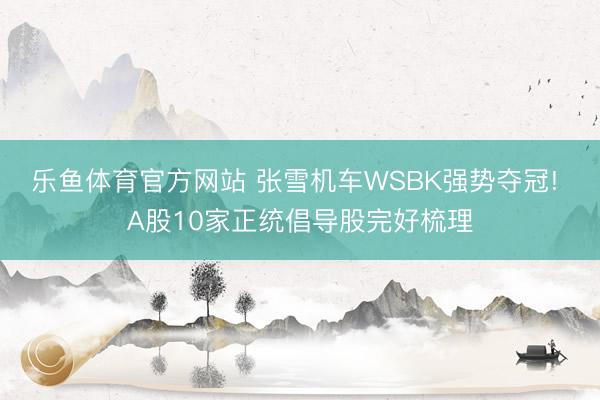 乐鱼体育官方网站 张雪机车WSBK强势夺冠! A股10家正统倡导股完好梳理